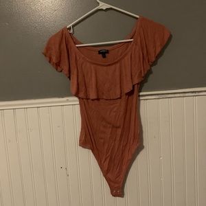 Pink off the shoulder bodysuit